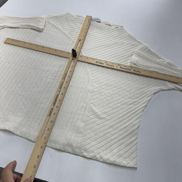 Michael Stars Sweater Womens Large White Jasper Ribbed Pullover Knit Soft Top - Picture 8 of 8